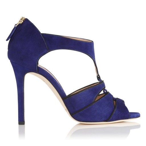 L.K. BENNETT VANESSA BLUE SUEDE FORMAL SANDALS ~ cut out party shoes ~ evening heels
