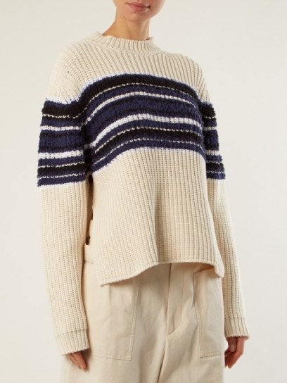 SPORTMAX Vernice sweater ~ navy and white textured jumpers - flipped