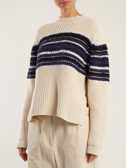 SPORTMAX Vernice sweater ~ navy and white textured jumpers