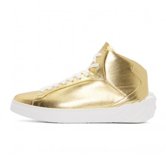 $128.00 Versace Gold Back Medusa Head High-Top Sneakers - flipped