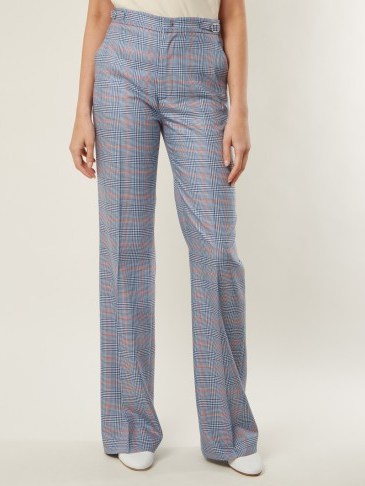 GABRIELA HEARST Vesta blue and red checked wool and silk-blend trousers ~ stylish trouser suit pants - flipped