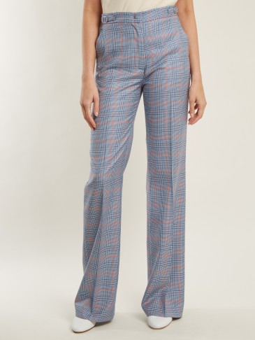 GABRIELA HEARST Vesta blue and red checked wool and silk-blend trousers ~ stylish trouser suit pants