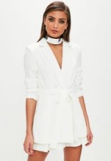 MISSGUIDED white tie waist double breasted blazer ~ evening style ~ going out jackets