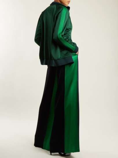 VALENTINO Wide-leg hammered-satin trousers ~ green panel pants