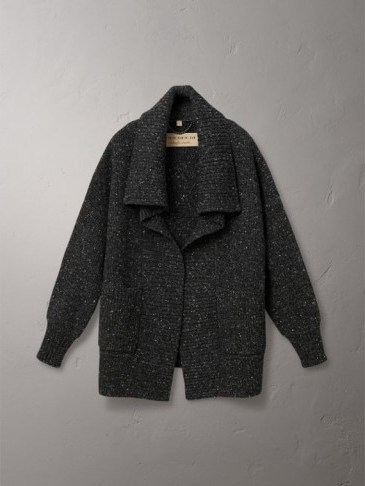 Burberry Wool Cashmere Blend Oversized Cardigan Black - flipped