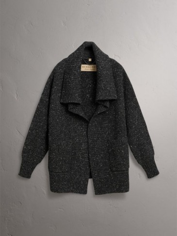 Burberry Wool Cashmere Blend Oversized Cardigan Black