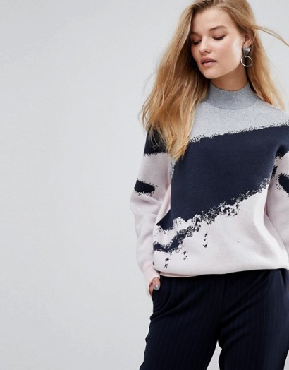 Y.A.S Glitter Swirl High Neck Knitted Jumper