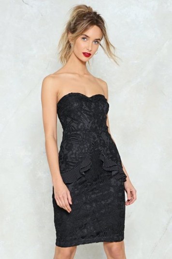 NASTY GAL Your Party Trick Lace Strapless Dress – lbd - flipped
