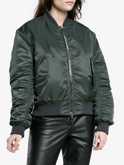 Acne Studios Ruched Bomber Jacket | casual green jackets - flipped