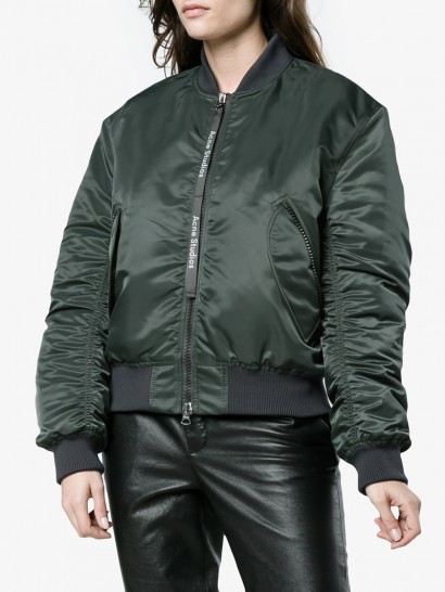 Acne Studios Ruched Bomber Jacket | casual green jackets