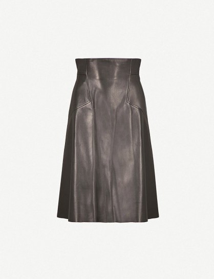 ALEXANDER MCQUEEN A-line leather skirt | black panelled skirts - flipped