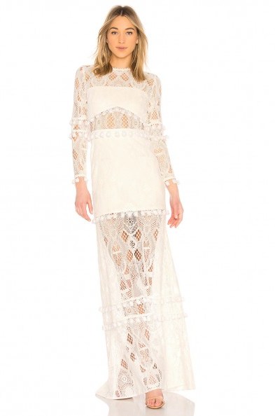 Alexis THORA DRESS – long white sheer lace dresses - flipped