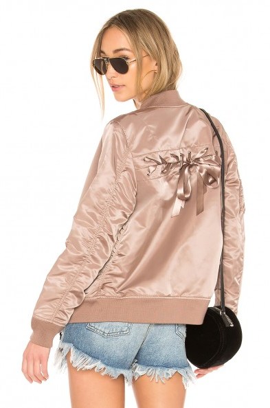 ALPHA INDUSTRIES LACED BOMBER JACKET Mauve – nylon weekend jackets – silky luxe style - flipped