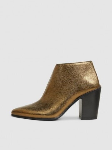 ALUMNAE‎ Metallic Textured-Leather Ankle Boots | bronze winter booties - flipped