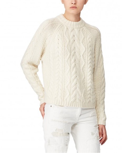Polo Ralph Lauren Aran-Knit Wool-Blend Sweater / cream jumpers - flipped