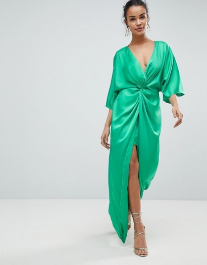 ASOS Kimono Twist Front Maxi Dress | long bright green dresses