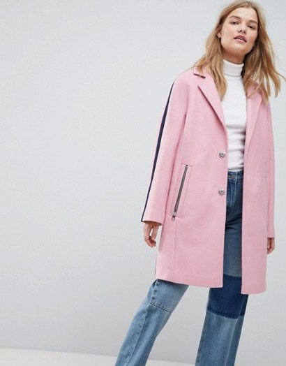 ASOS Sports Tipping Coat ~ pink stripe detail coats - flipped