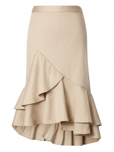 BANANA REPUBLIC Ruffle-Hem Pencil Skirt ~ beige asymmetric skirts