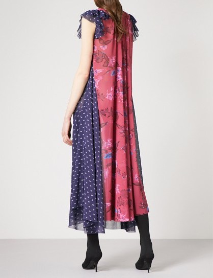 BALENCIAGA Patchwork printed chiffon midi dress | floaty mixed print dresses - flipped