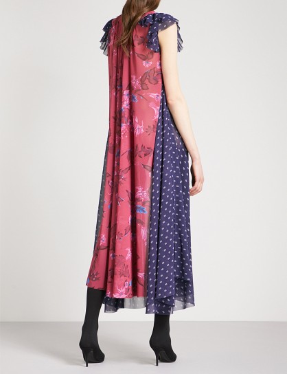 BALENCIAGA Patchwork printed chiffon midi dress | floaty mixed print dresses