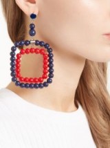 MARNI Beaded square-hoop earrings ~ navy and red statement jewellery