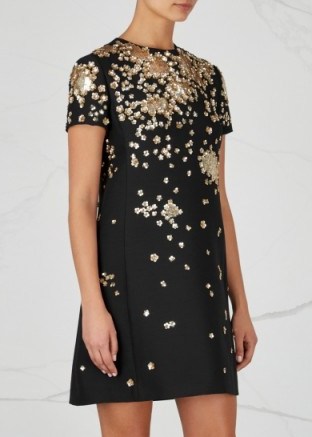 VALENTINO Black embellished wool blend dress ~ chic lbd ~ sequin shift dresses - flipped