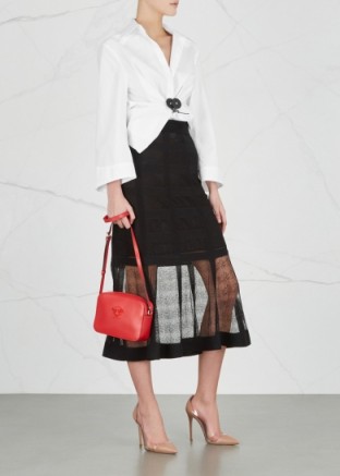 ALEXANDER MCQUEEN Black lace-knit silk skirt | luxe semi sheer midi skirts