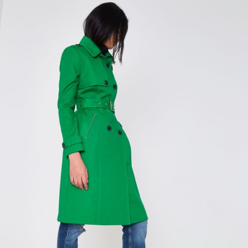 River Island Bright green belted trench coat