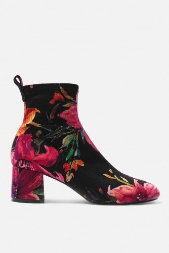 Topshop Buttercup Sock Boots | pretty chunky heeled floral boot - flipped