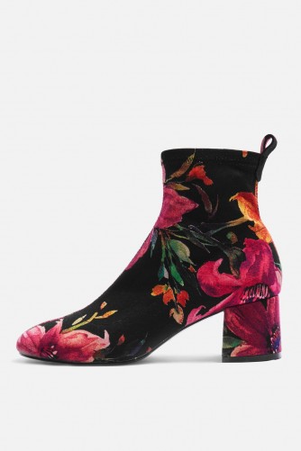 Topshop Buttercup Sock Boots | pretty chunky heeled floral boot