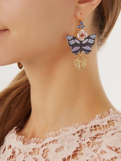 DOLCE & GABBANA Butterfly and heart-drop earrings ~ beautiful Italian statement jewellery - flipped