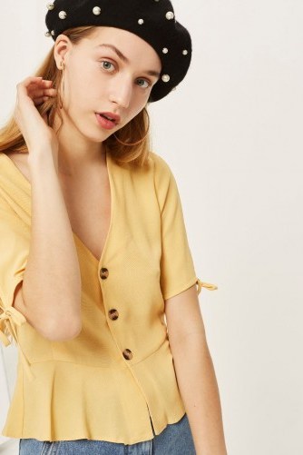 Topshop Button Down Blouse | yellow vintage style blouses - flipped