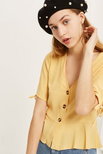 Topshop Button Down Blouse | yellow vintage style blouses