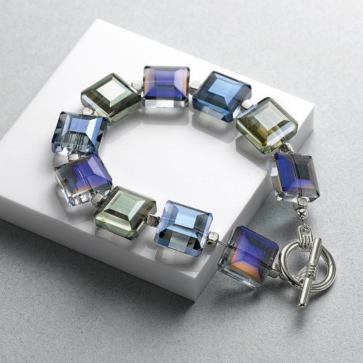 Pia Irridescent Crystals Bracelet | chunky blue tone crystal bracelets - flipped
