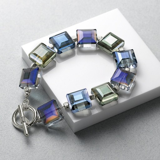 Pia Irridescent Crystals Bracelet | chunky blue tone crystal bracelets