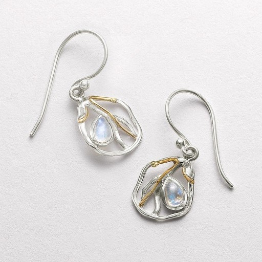 Pia Moonstone Maze Drop Earrings | silver jewellery - flipped