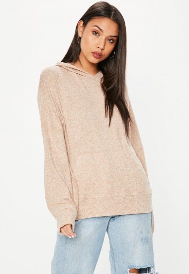 Missguided camel brushed hoodie - flipped