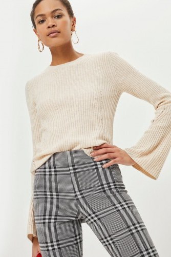 Topshop Cashmere Blend Flute Sleeve Jumper | chic neutral knits - flipped