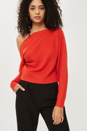 Topshop Cashmere Off Shoulder Cropped Jumper | orange jumpers | knitwear with style - flipped