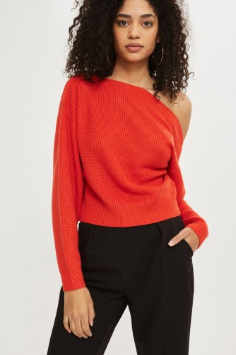 Topshop Cashmere Off Shoulder Cropped Jumper | orange jumpers | knitwear with style