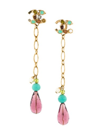 CHANEL VINTAGE logo dangling earrings – designer jewellery