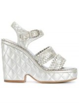 CHANEL VINTAGE quilted wedge sandals – silver metallic wedges