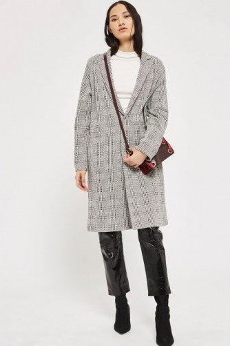 Topshop Checked Jersey Chuck On Coat | check print coats - flipped