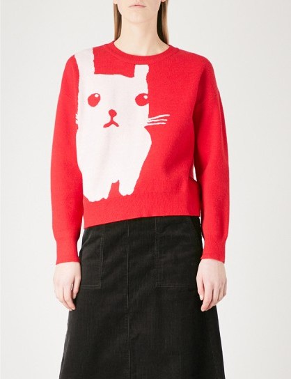 CHOCOOLATE Rabbit knitted jumper | red bunny jumpers - flipped