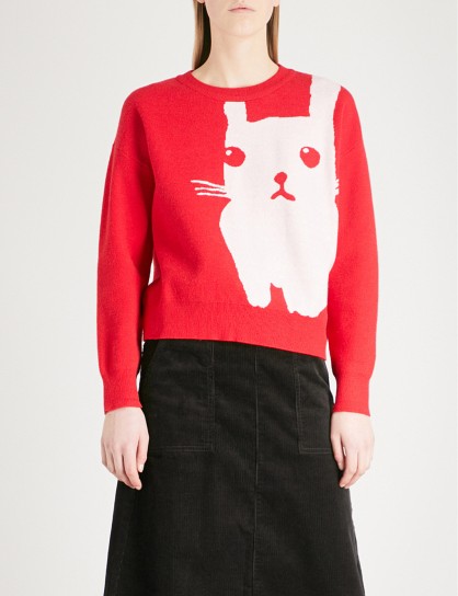 CHOCOOLATE Rabbit knitted jumper | red bunny jumpers