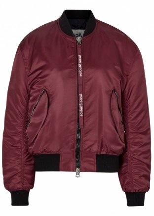 ACNE STUDIOS Clea burgundy nylon bomber jacket ~ casual style - flipped