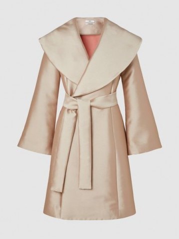 CO‎ Bonded Satin-Twill Coat | luxe wide lapel coats | chic belted outerwear - flipped