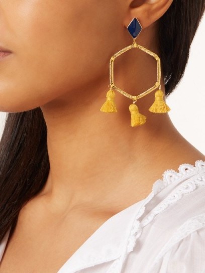 MARTE FRISNES Cooper gold-plated tassel earrings ~ tasseled statement jewellery - flipped