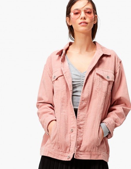 Stradivarius Pink Corduroy jacket ~ cord fabric fashion - flipped