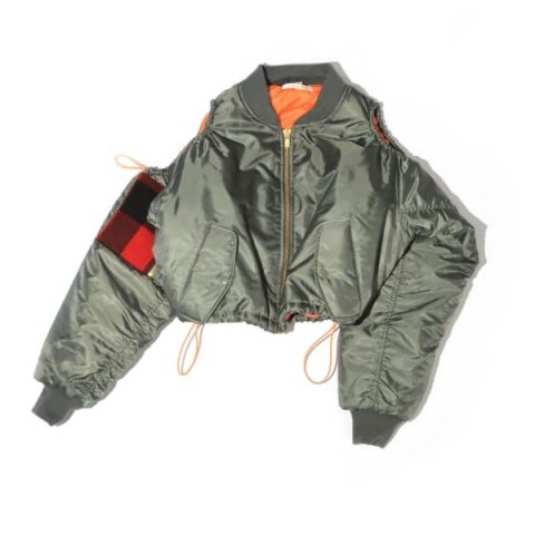 Romeo Hunte New York Crop Bomber Jacket | cold shoulder jackets | cut-out - flipped